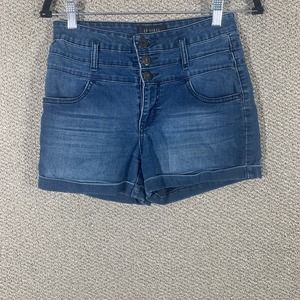 CP Jeans Shorts Womens Juniors 5 Blue Dark Wash Denim Cuffed Pockets‎ Mid Rise
